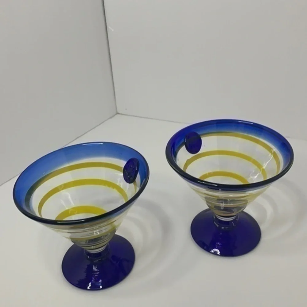 MARTINI GLASSES ART HAND BLOWN GLASSES